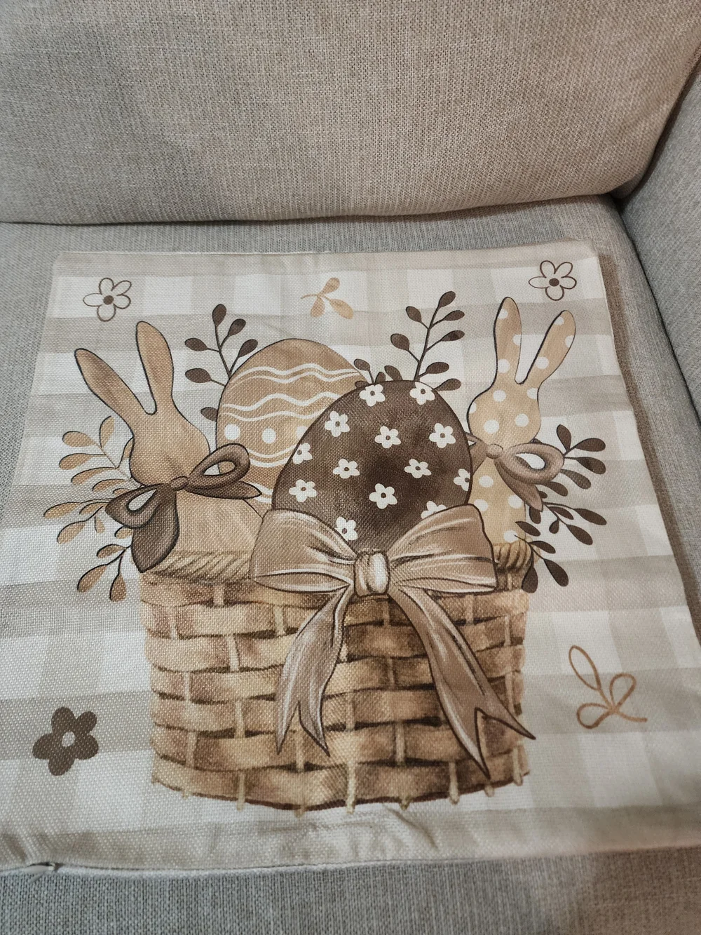 Neutral 'Hunny Bunny' Decorative Easter Pillow Covers 16